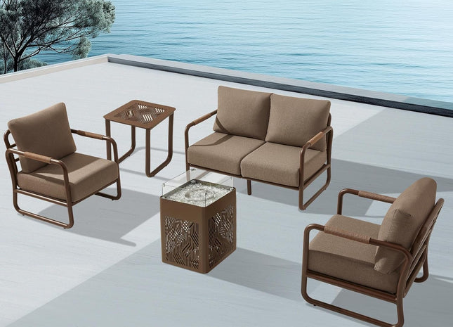 Outdoor Aluminum Patio Furniture Set with Fire Pit