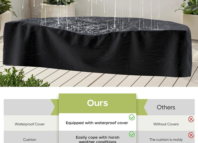 Half Moon Curved Outdoor Patio Furniture Set Grey