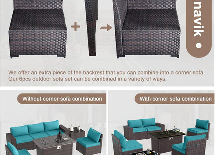 Rattan Patio Furniture Set With Fire Pit Table