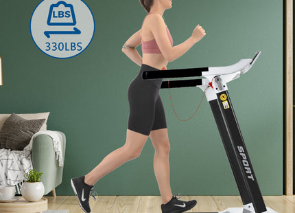 FITIME Portable Compact Treadmill with Electric Motorized 3.5HP, Bluetooth Speaker, White Metal, Medium Size