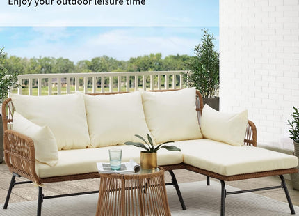 L Shaped Patio Furniture Set with Thick Cushions