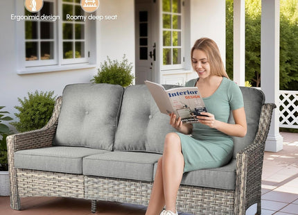 10 Piece Outdoor Patio Furniture Set with Fire Pit