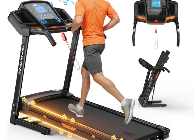 Foldable Treadmill with Incline, Folding Treadmill for Home Electric Treadmill Workout Running Machine, Handrail Controls Speed, Pulse Monitor,APP