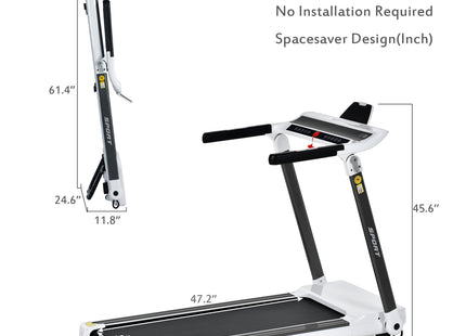 FITIME Portable Compact Treadmill with Electric Motorized 3.5HP, Bluetooth Speaker, White Metal, Medium Size