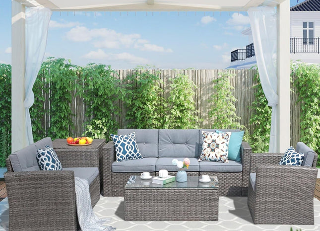 Outdoor Wicker Patio Furniture Set with Storage Box