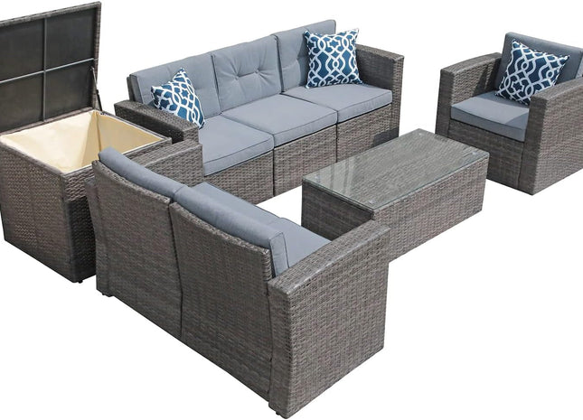 Outdoor Wicker Patio Furniture Set with Storage Box