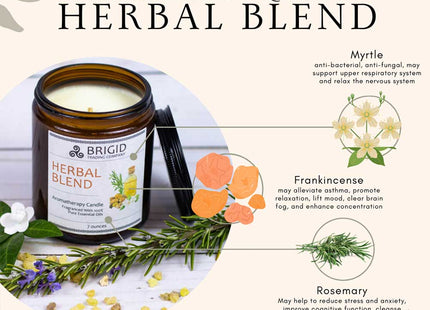 Herbal Blend Soy Wax Candle - Frankincense, Rosemary, and Myrtle