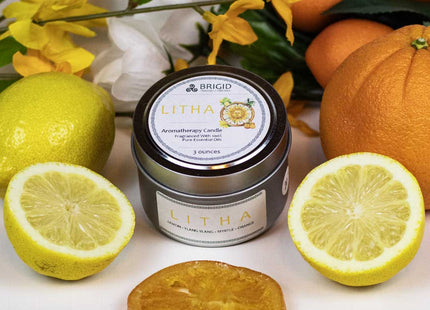 Litha Soy Wax Candle - Lemon, Sweet Orange, Myrtle, and Ylang Ylang