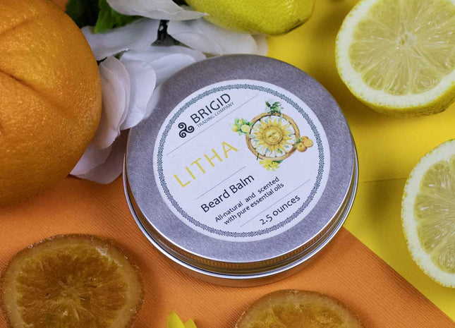 Litha Natural Beard Balm - Lemon, Sweet Orange, Myrtle, and Ylang Ylang