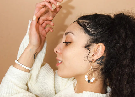 Gemstone Diffuser Bracelet - White Howlite + Lava Rock