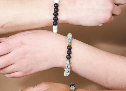 Gemstone Diffuser Bracelet - White Howlite + Lava Rock