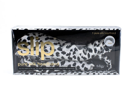 slip Pure Silk Twist Headband BLACK + WHITE LEOPARD 1 piece - New