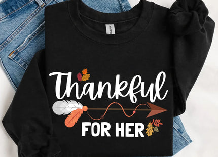 Thankful For Her/Him Valentines Couple Sweatshirt – Cute Matching Holiday Crew Neck